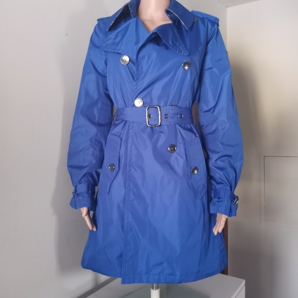 Burberry Blue Windbreaker Nylon Trench Coat
